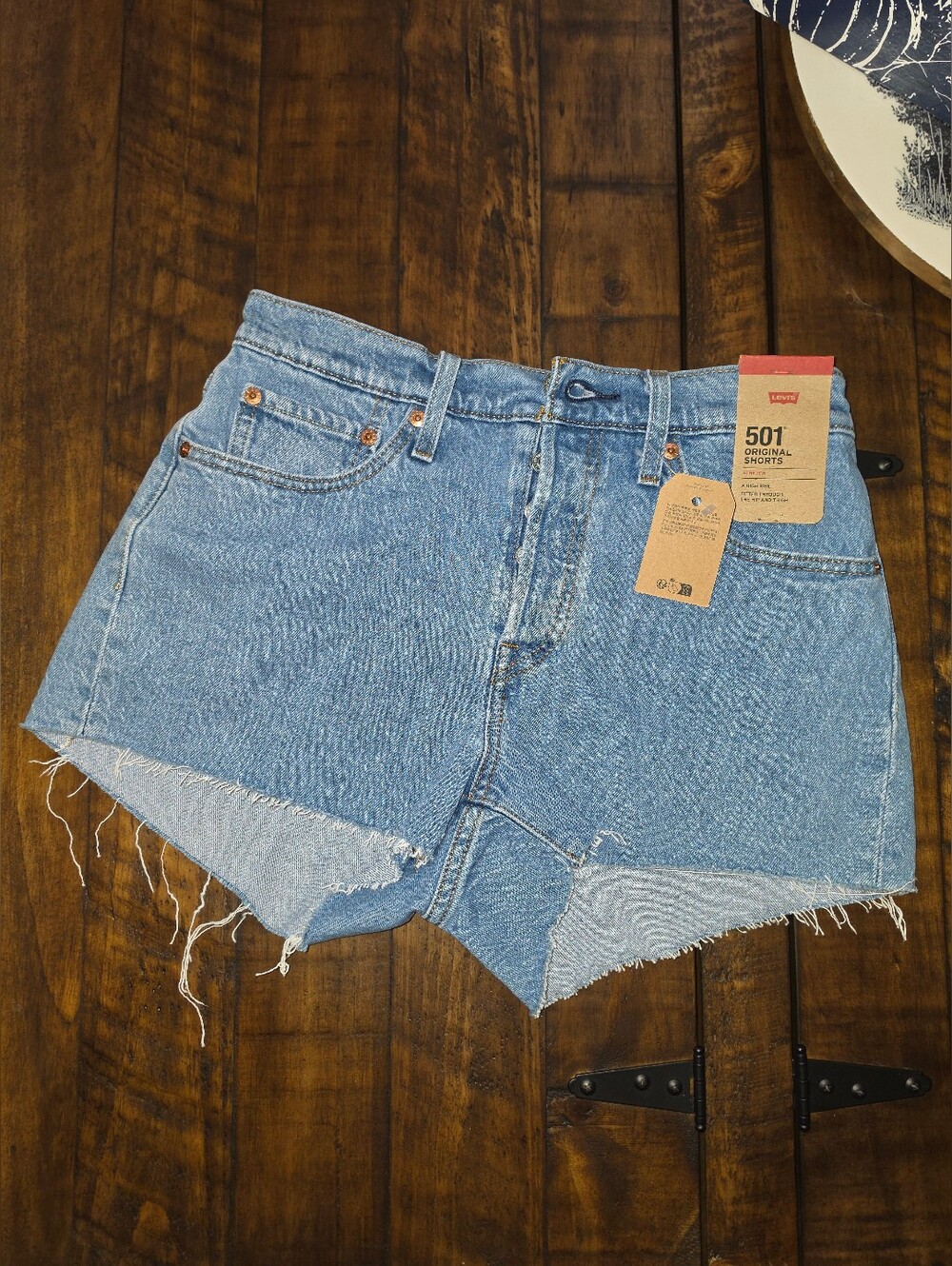 Levi's Light Blue High-Rise Cutoff Denim Shorts Size 27